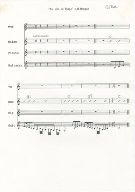 Partitura geral da canção "Eu Vim de Longe"