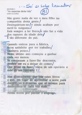 Texto de introdução à canção "As canseiras desta vida"
