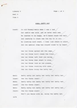 Letra da canção "Batty bat"