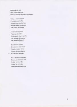 Letra da canção "Esquina de Rua"