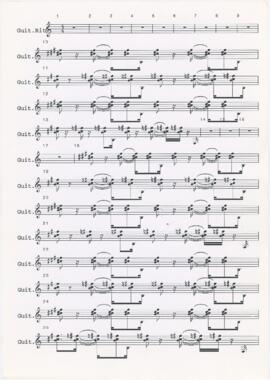 Parte de guitarra ritmo da canção "Shalom Palestina"