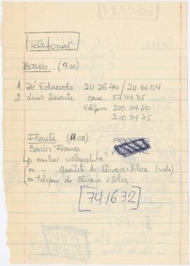 Contactos e apontamentos