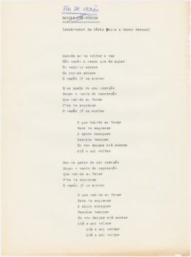 Letra da canção "Fim de Verão"