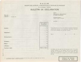 Boletim de declaração de obras musicais na SACEM