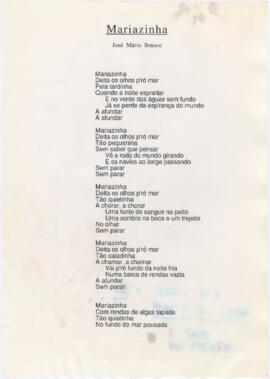 Letra da canção "Mariazinha"