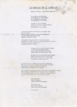 Letra da canção "Le tango de c' côté-ci"