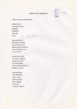 Letra de "Onde estás, Ronrom?"