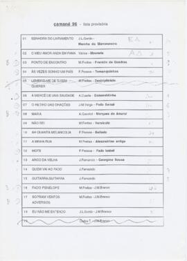 Camané 96 - lista provisória