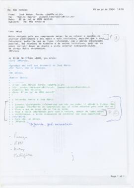 Correspondência entre José Manuel Pureza e Ramiro Osório