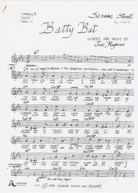 Partitura, cifras e letra da canção "Batty bat"