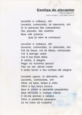 Letra da canção "Cantiga de alevantar ("leva-leva")"