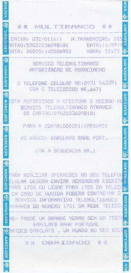 Recibo de multibanco