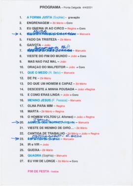 Programa / alinhamento de espectáculo