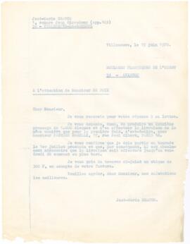 Correspondência de José Mário Branco para a empresa Moulages Plastiques de l'Ouest