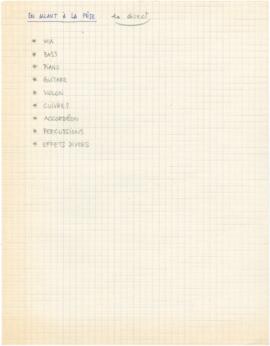 Instrumentação da canção "À la fête"