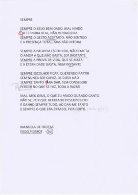Letra da canção "Sempre"