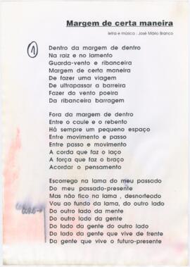 Letra da canção "Margem de certa maneira"