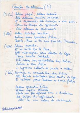 Letra da canção "Canção do adeus"