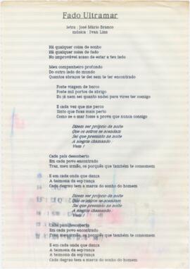 Letra da canção "Fado Ultramar"