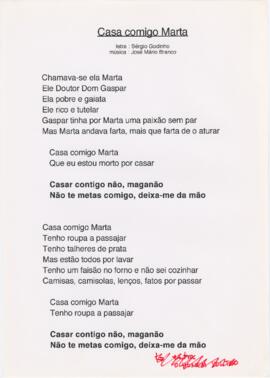 Letra da canção "Casa comigo Marta"