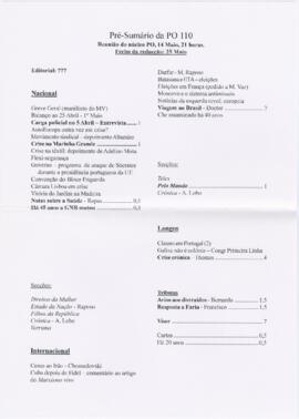 Pré-sumário da "Política Operária"