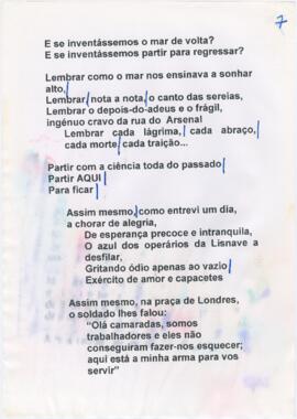 Excerto do texto de "FMI" e excerto de poema