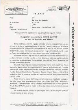 Comunicado de imprensa para a SIC