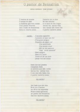 Letra da canção "O pastor de Bensafrim"