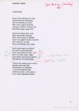 Letra da canção "Cantigas"
