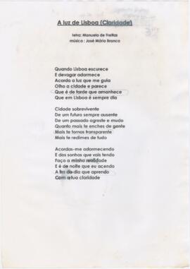 Letra da canção "A luz de Lisboa (Claridade)"