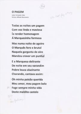 Letra da canção "O Pagem"