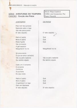 Letras de canções e excertos de guiões de séries de animação da RTP