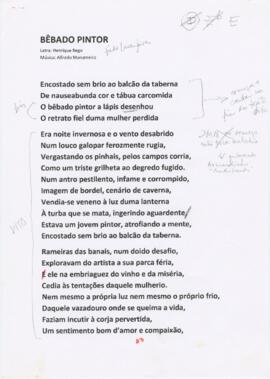 Letra da canção "Bêbado Pintor"