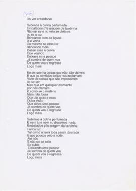 Poema / letra de canção "Do ver entardecer"