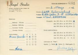 Guias de ocupação de estúdio para gravação do duplo LP "100 Anos do 1º de Maio"