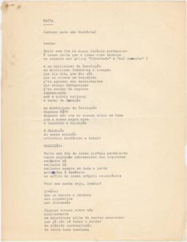 Poema / letra de canção "Raiva"