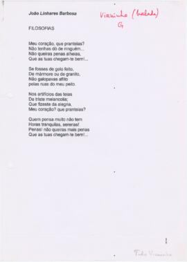 Letra da canção "Filosofias"