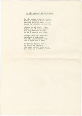 Letra da canção "De Não Saber o Que Me Espera"