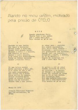 Poema / letra de canção "Alarido no meu jardim, motivado pela prisão de Otelo"