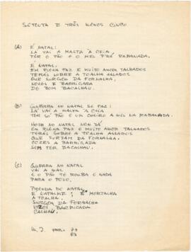 Letra da canção "Setenta e três menos cinco"