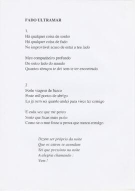 Letra da canção "Fado Ultramar"