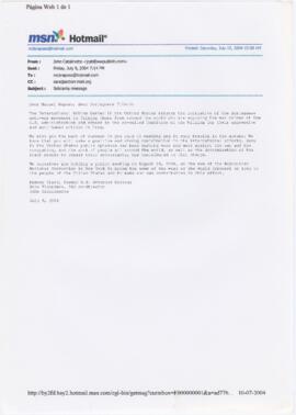 Correspondência de John Catalinotto para Manuel Raposo