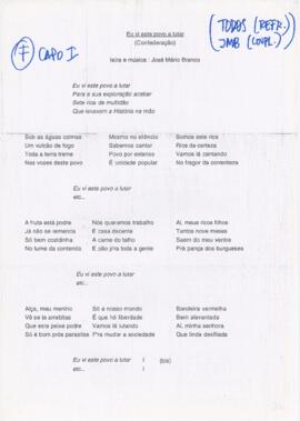 Letra da canção "Eu vi este povo a lutar (Confederação)"
