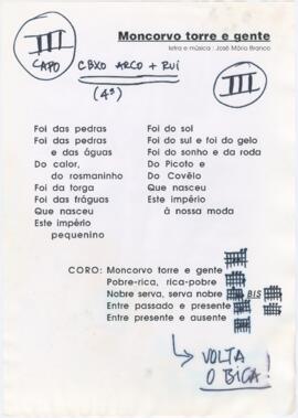 Letra da canção "Moncorvo torre e gente"