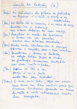 Letra da canção "Canção dos ladrões"