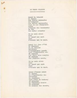 Poema / letra de canção "Le temps present"