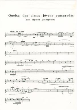 Parte de saxofone soprano (transposto) da canção "Queixa das jovens almas censuradas"