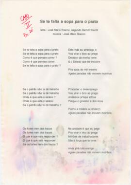 Letra da canção "Se te falta a sopa para o prato"