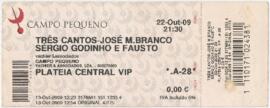 Bilhete do espectáculo "Três Cantos"