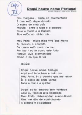 Letra da canção "Daqui houve nome Portugal"